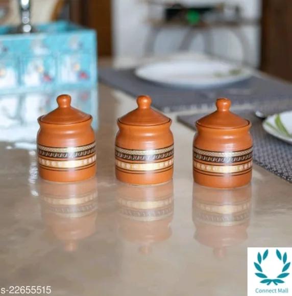 300ml Ceramic Pickle Jars With Lid Set Of 3 - Jars